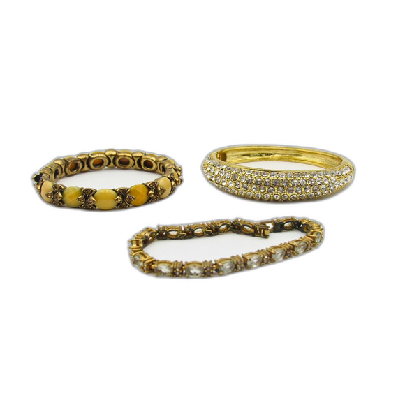 Source Unknown Jewelry - Gold Fashion Bracelet Set – 3-Piece Mixed Style Collection